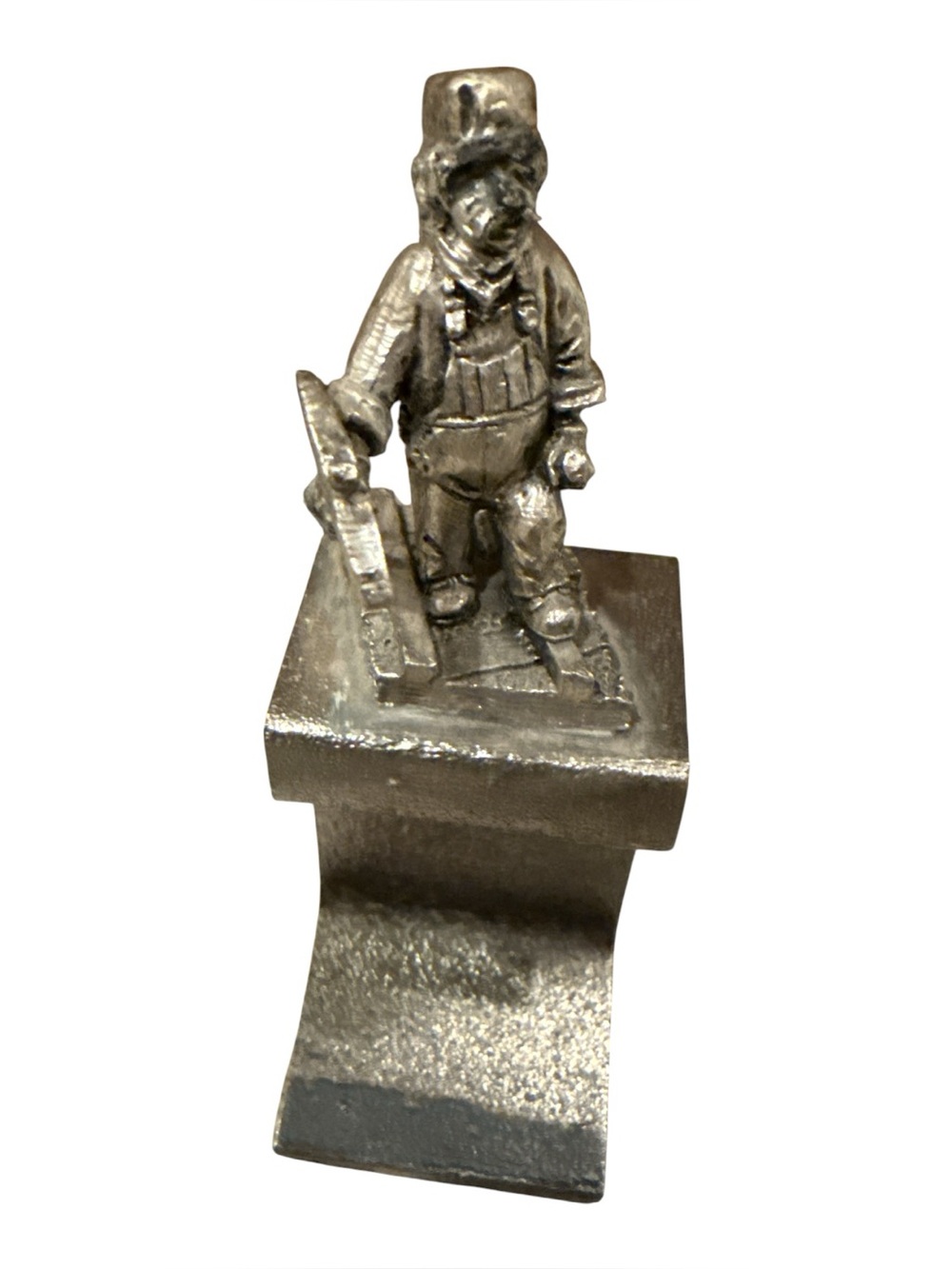 Bouvier Pewter Miner Figurine Vtg Card Holder Paperweight Little Sara’s Orig